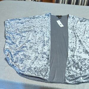 Madden NYC Silver Velvet Kimono Cardigan